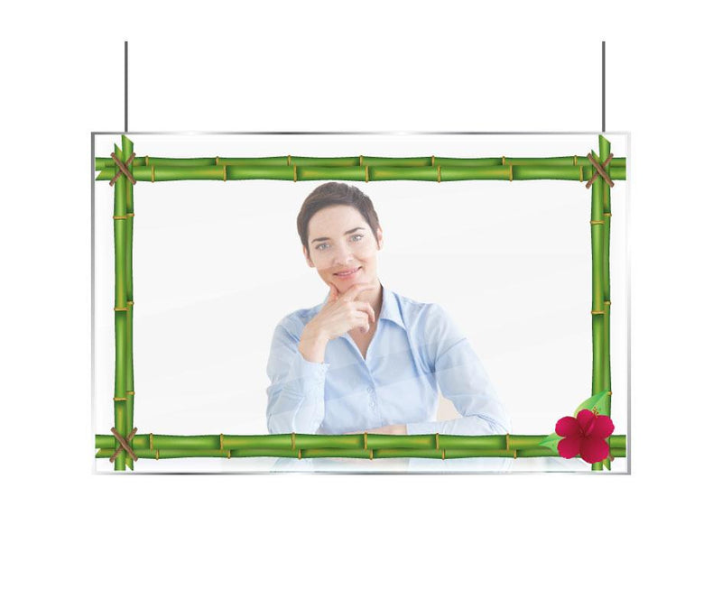 Hygiene Screen with Vinyl Decals - Bamboo with Flower Border
